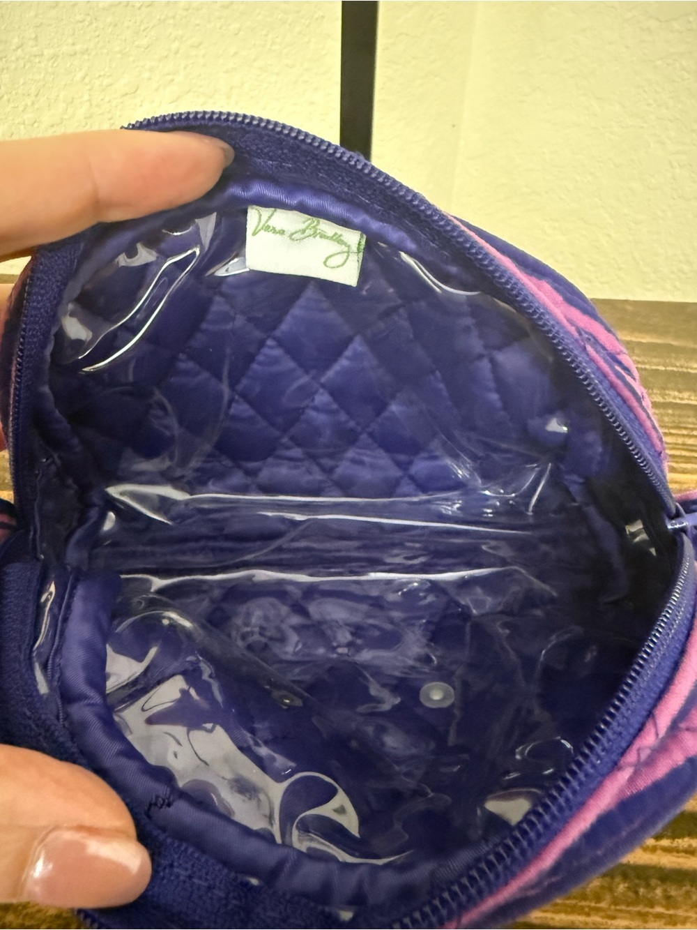 Vera Bradley Quilted Stripe Cosmetic Pouch in Purple and Pink - Picture 3 of 3